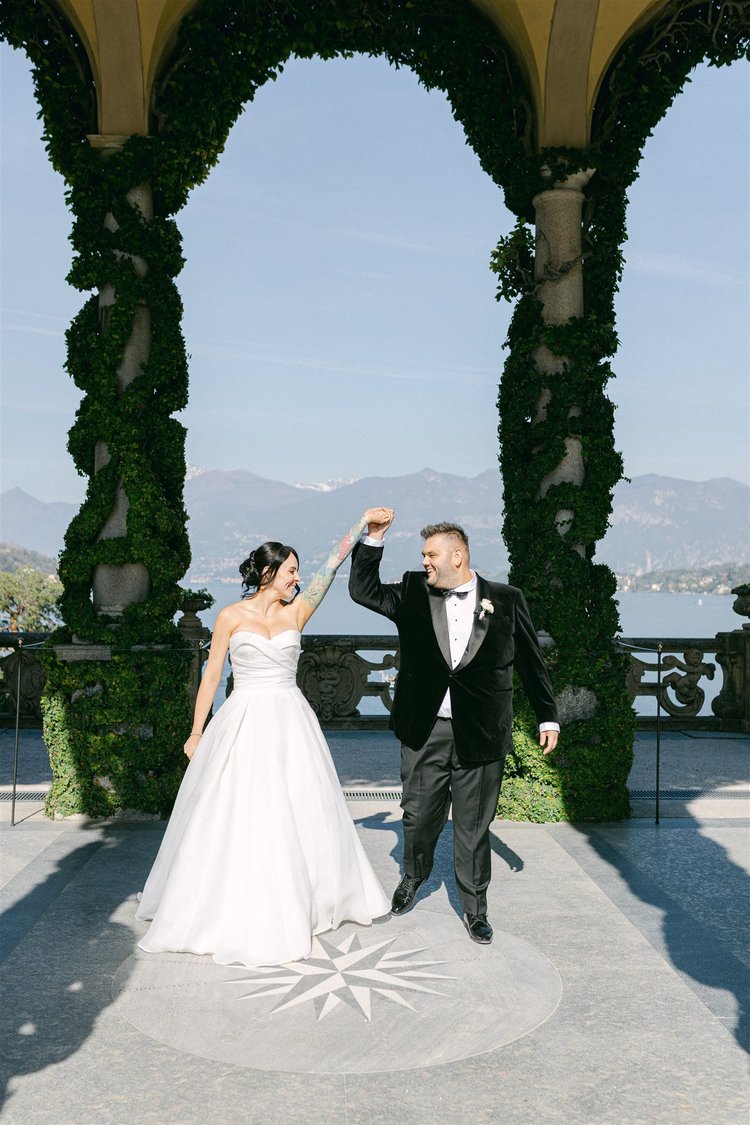 Just married under the arches of the loggia