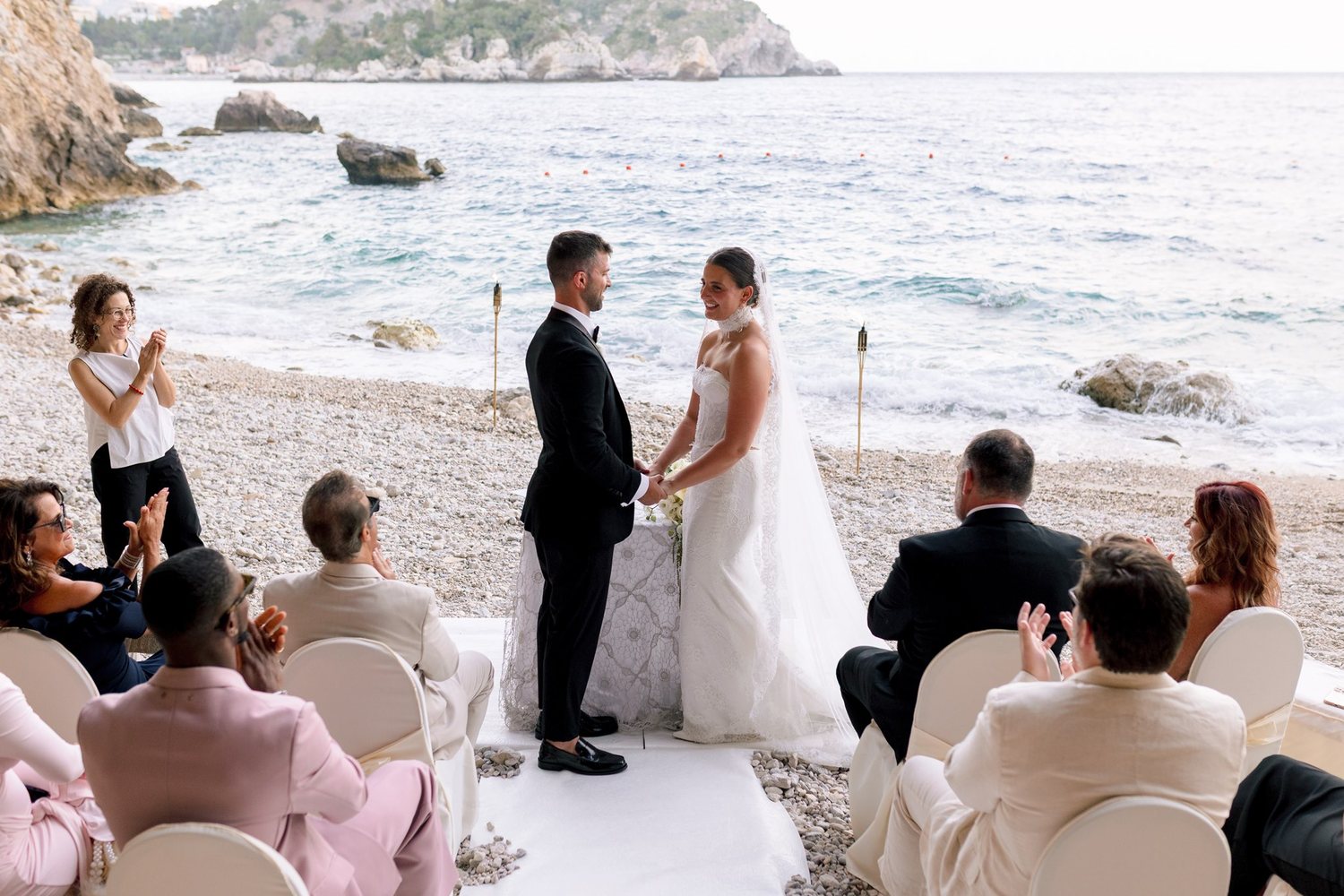 A beach ceremony with family and friends