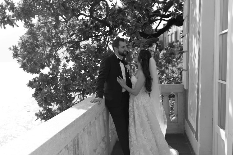 An embrace on the villa terrace