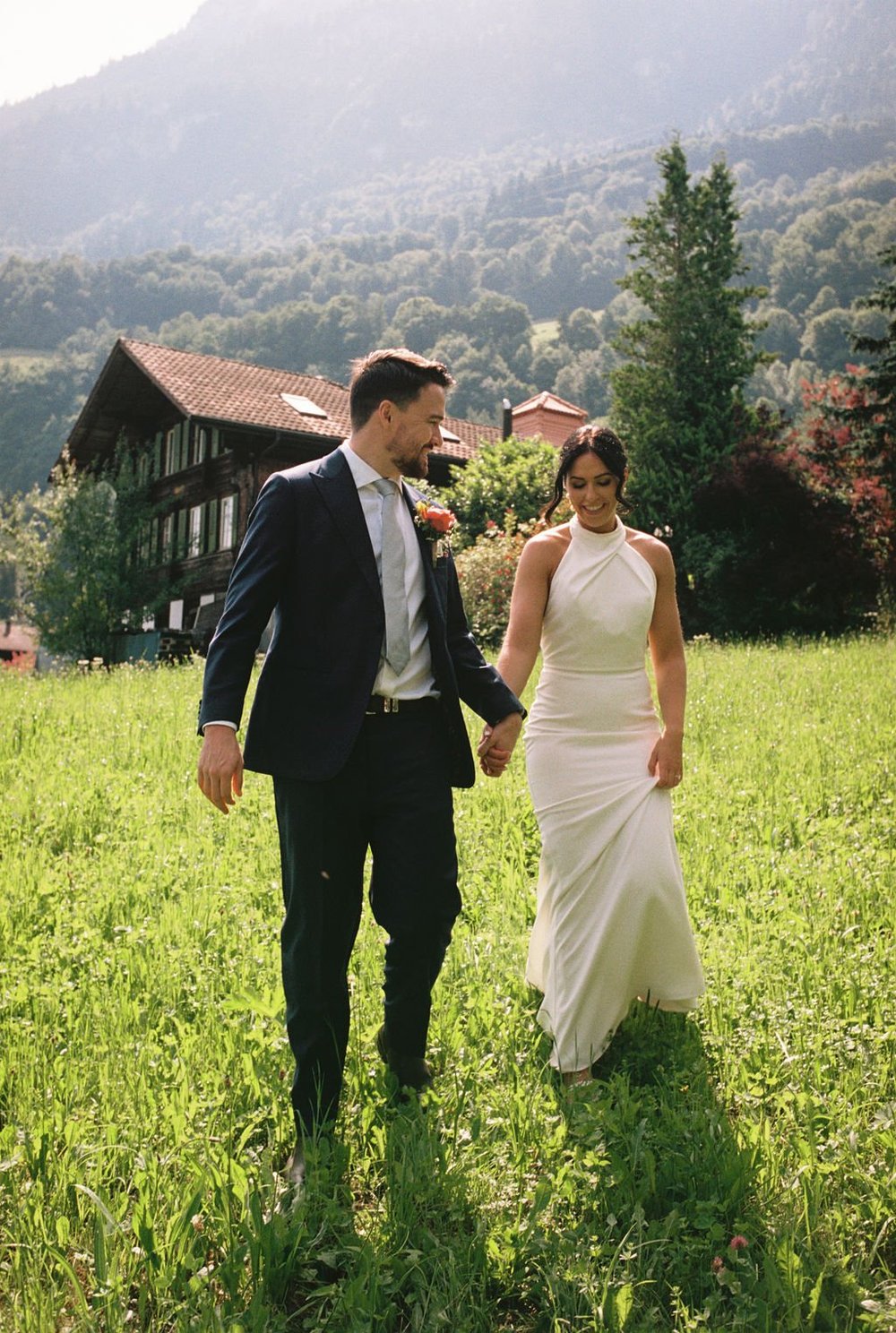 By helicopter to an alpine meadow — already designed elopement in Switzerland