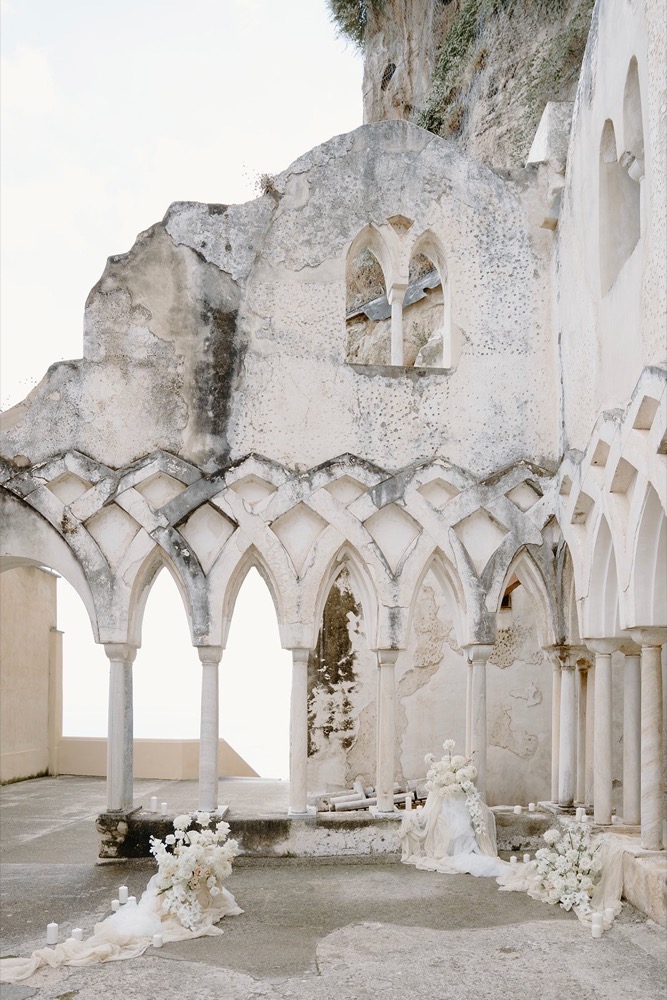 A 13th-century cloister above the sea in Amalfi — already designed elopement in Italy