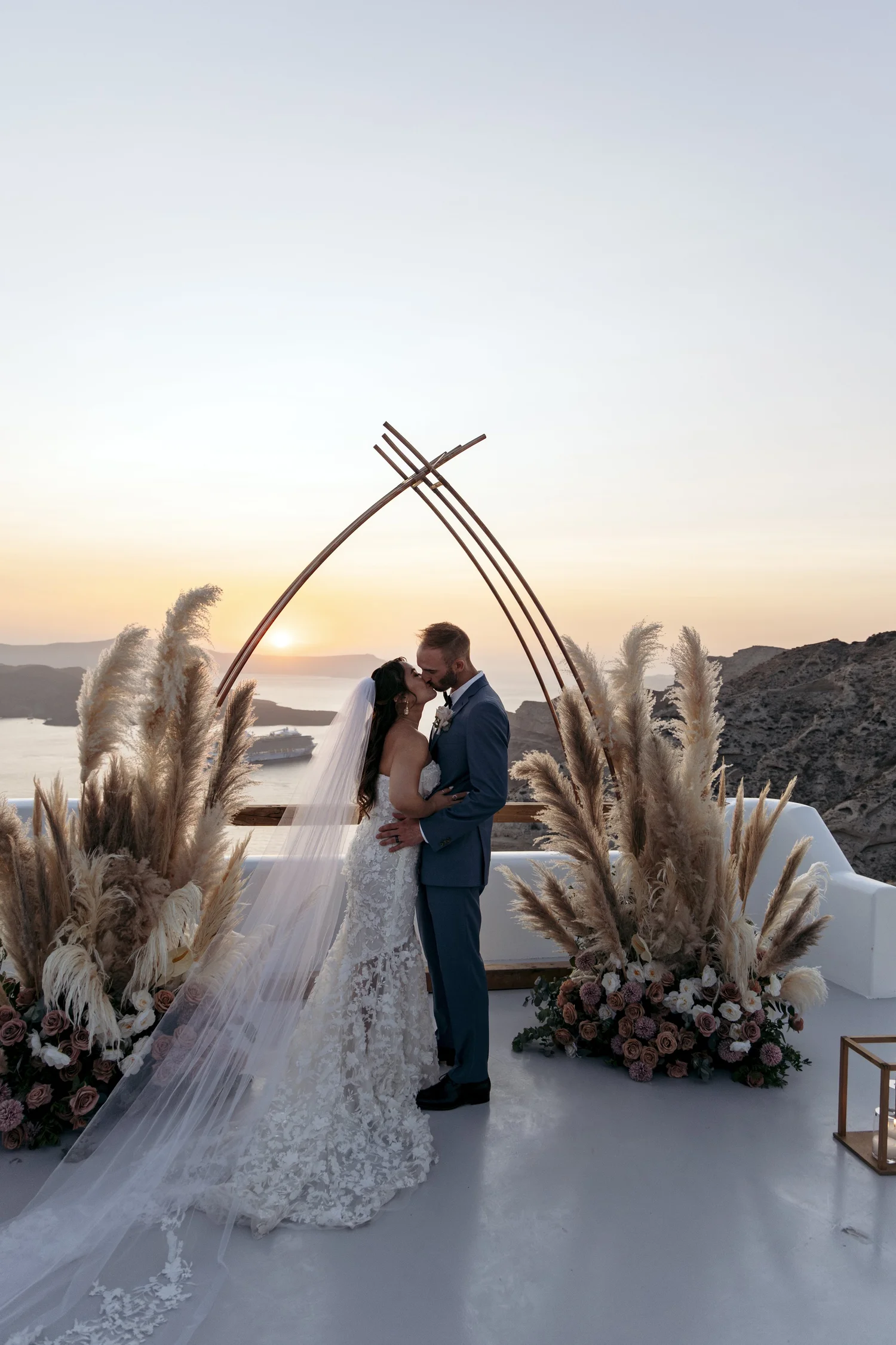 Sunset over the Santorini caldera — already designed elopement in Greece